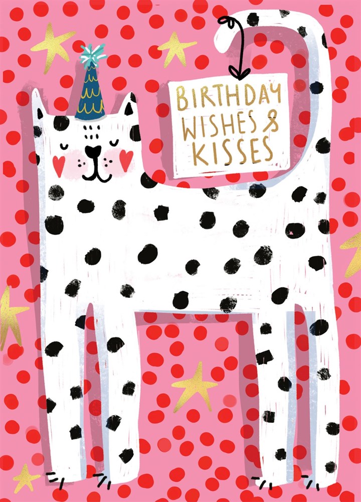 Polka Dot Birthday Cat Card