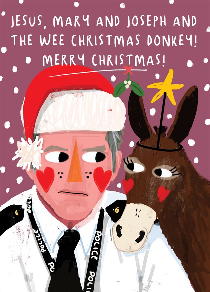 Jesus, Mary & Joseph & The Wee Christmas Donkey Card