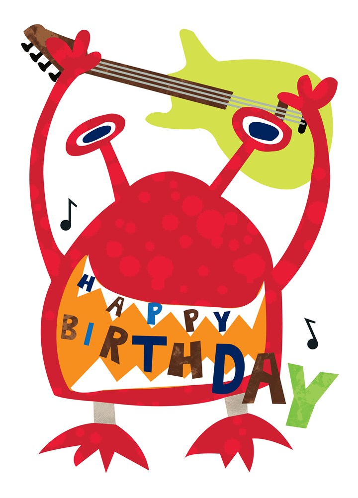 Guitar Monster Birthday Card