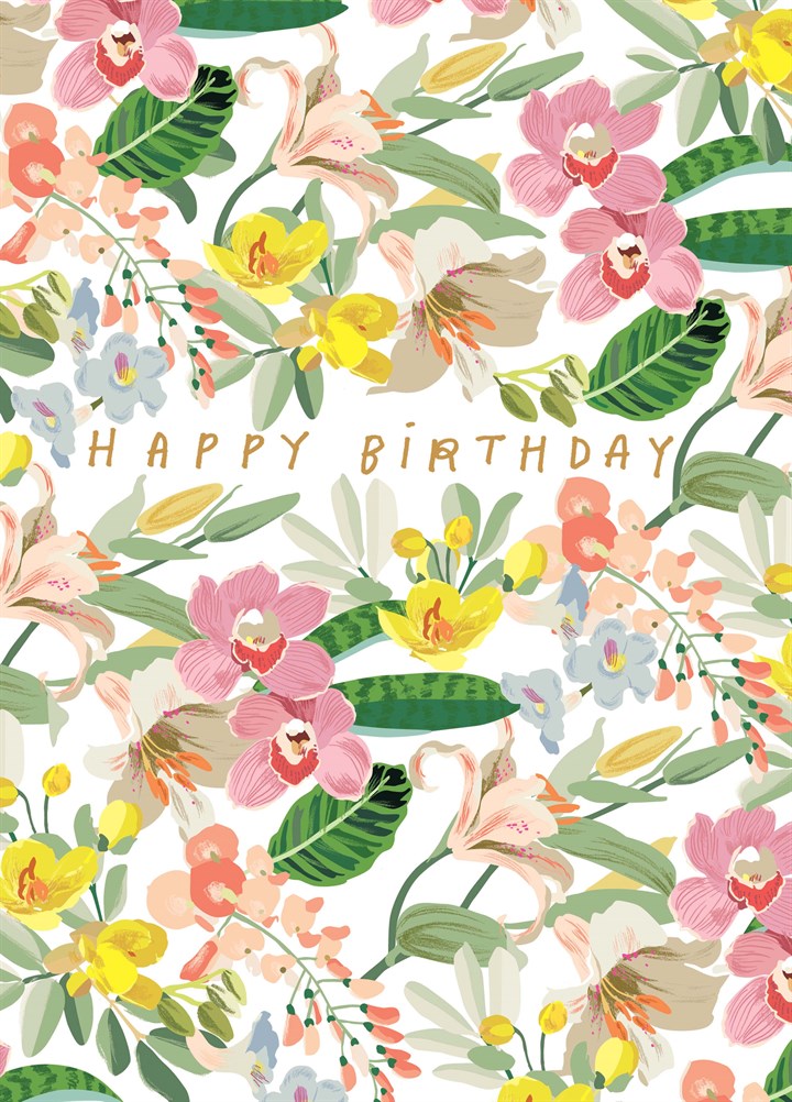 Happy Birthday Flowers Card