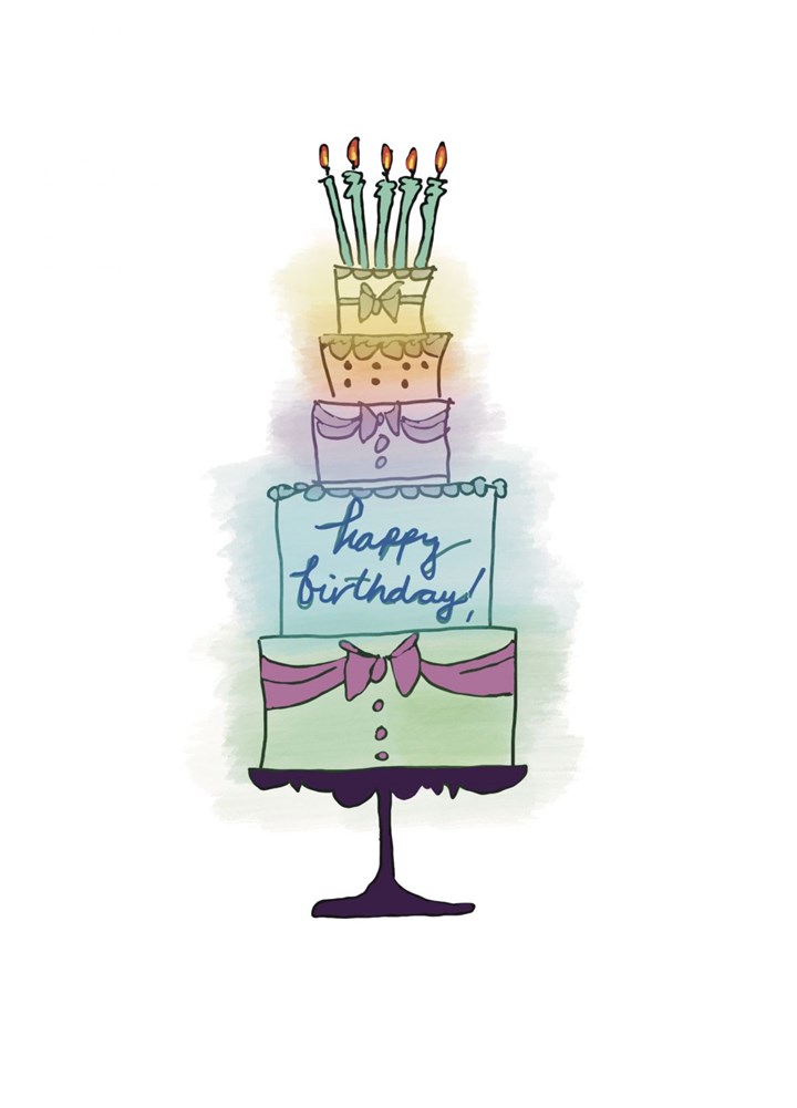 Watercolour Cake Card