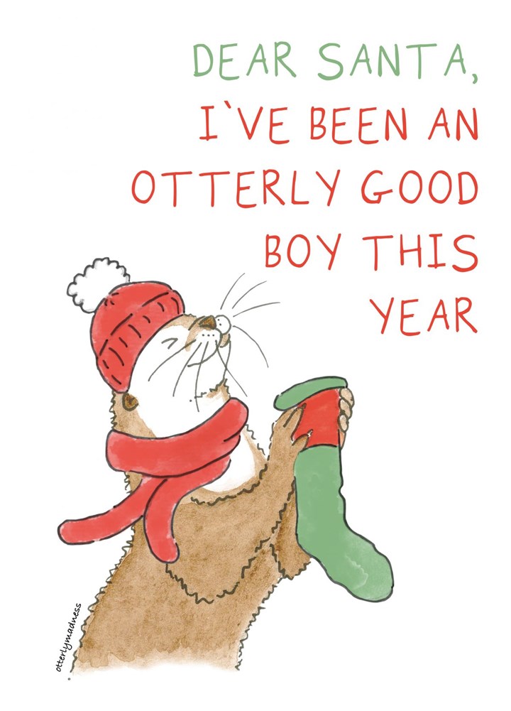 Otter Christmas Card - Otterly Good Boy Card