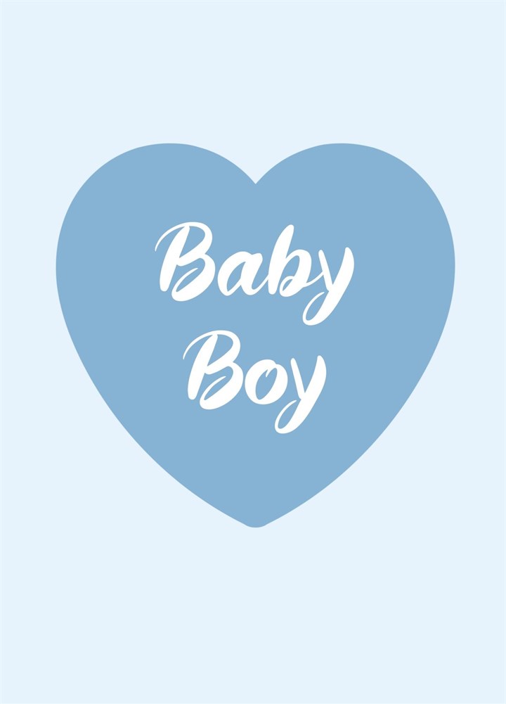Baby Boy Blue Heart Card