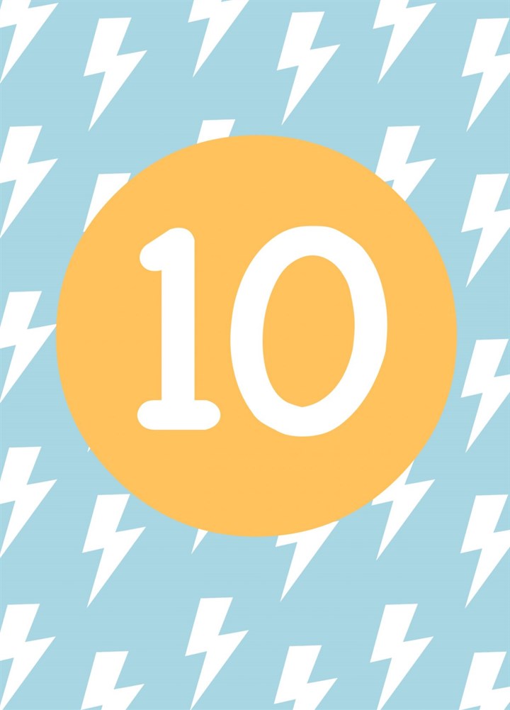 10th Birthday Circle With Lightning Card