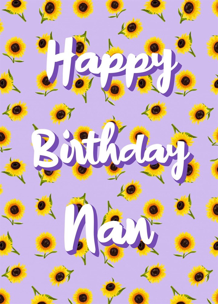Happy Birthday Nan Sunflowers Card