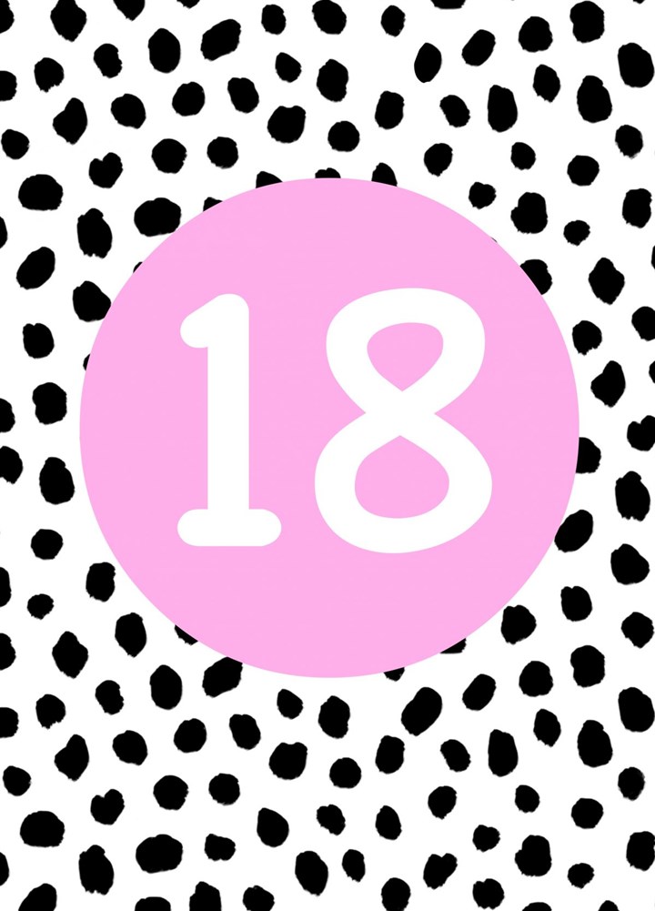 18th Birthday Pink With Black Spots Card