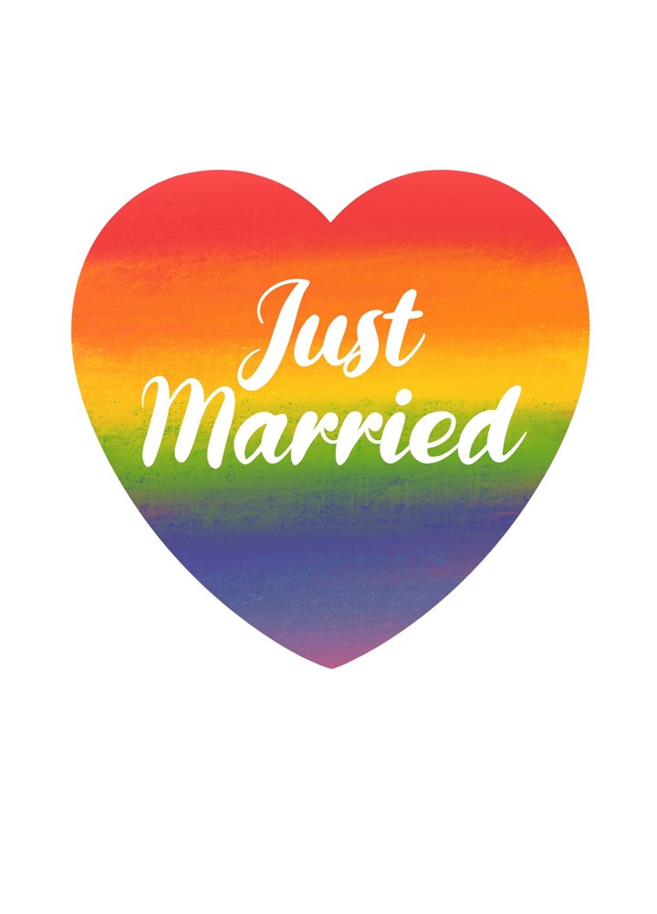 Just Married Rainbow Heart Card