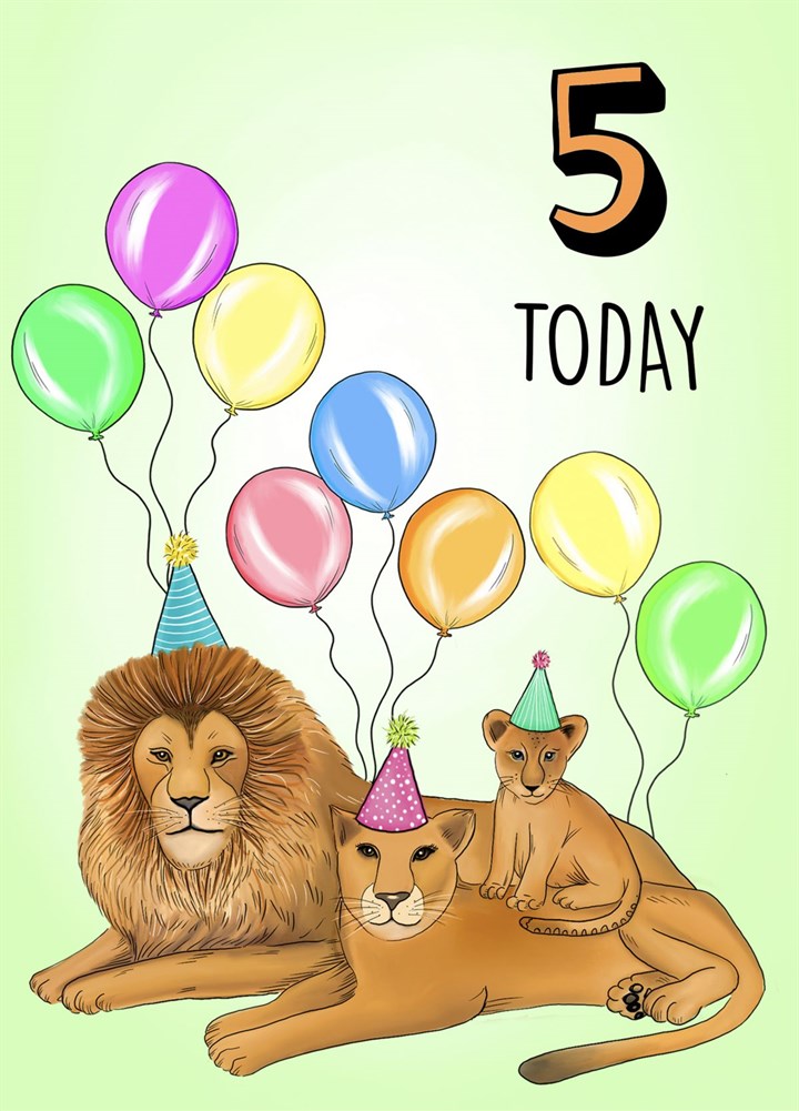 5th Birthday Lion Cub Card