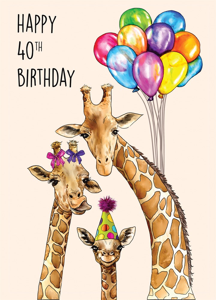 40th Birthday Giraffes Card