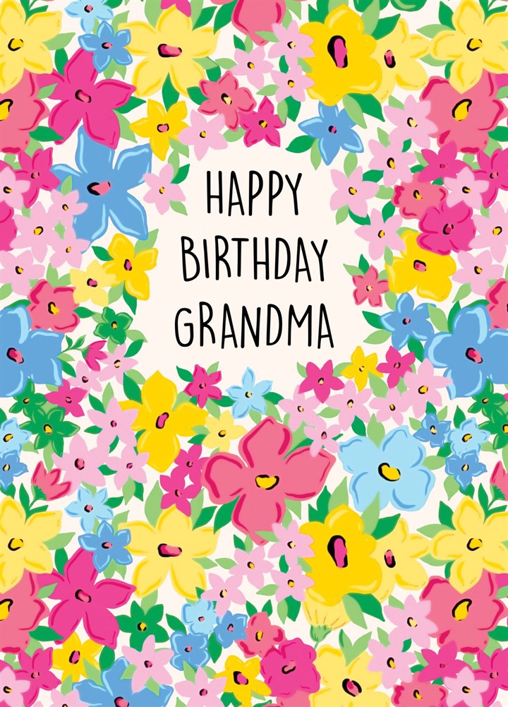 Pretty Floral Birthday Card For Grandma
