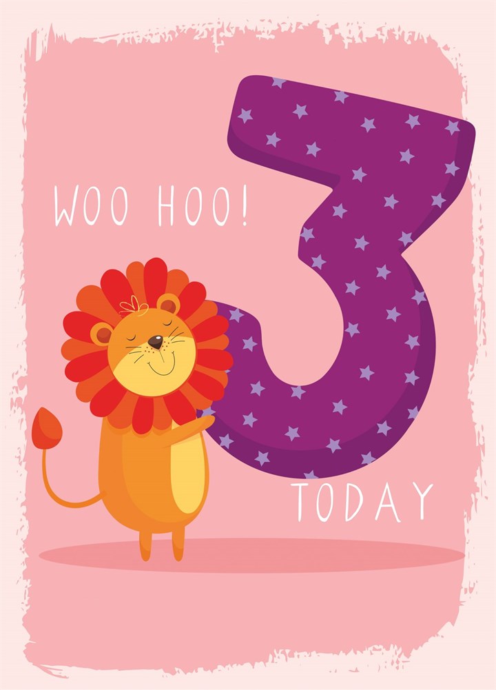3 Today Lion Birthday Card