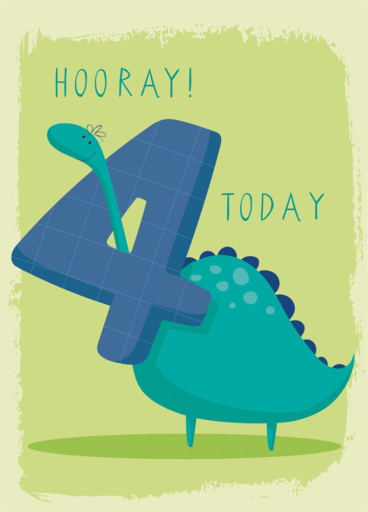 4 Today Dinosaur Birthday Card