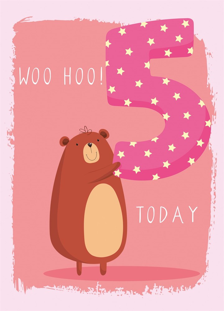 5 Today Bear Birthday Card