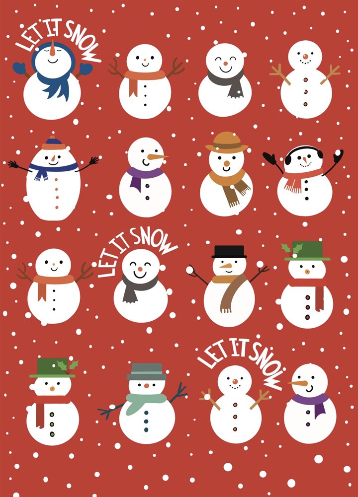 Let It Snow - Snowman - Christmas Card