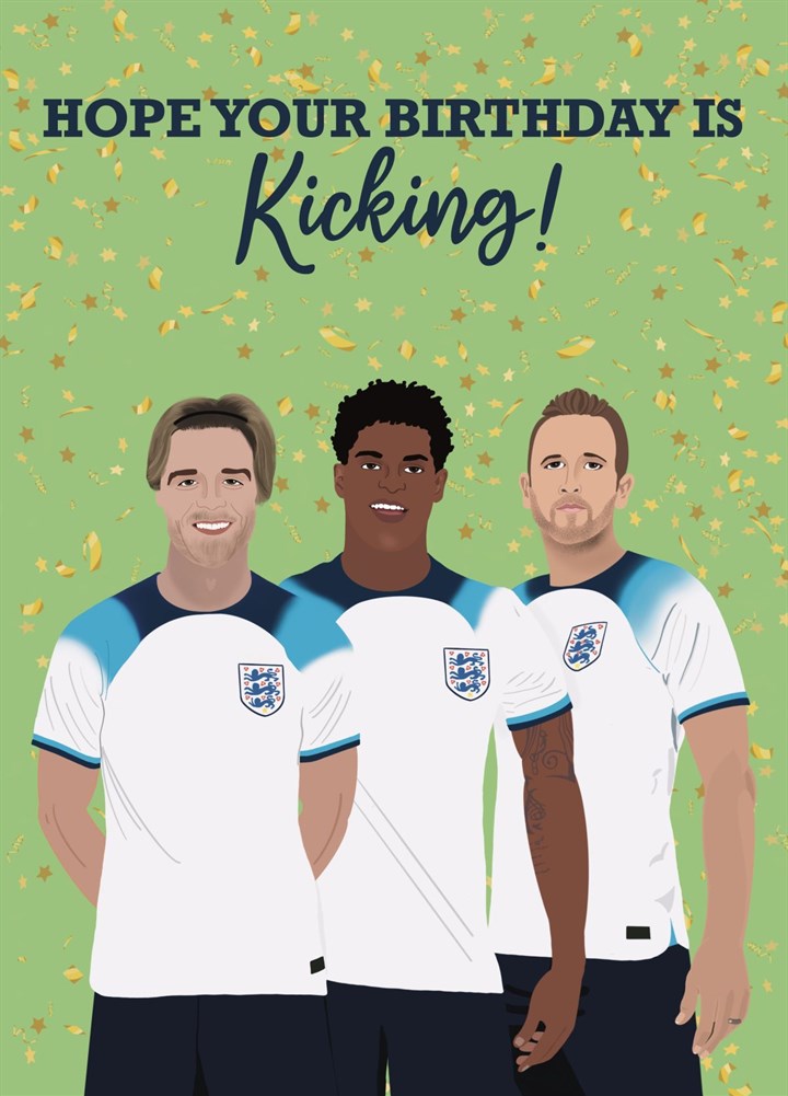 Kicking Birthday Card - Engl& Football Squad Card
