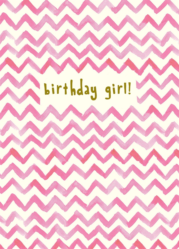 Pink Birthday Girl Zigzag Card