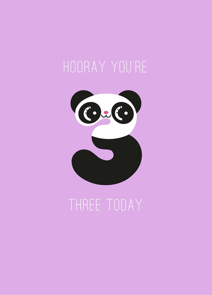 Hooray You're Three Today Card