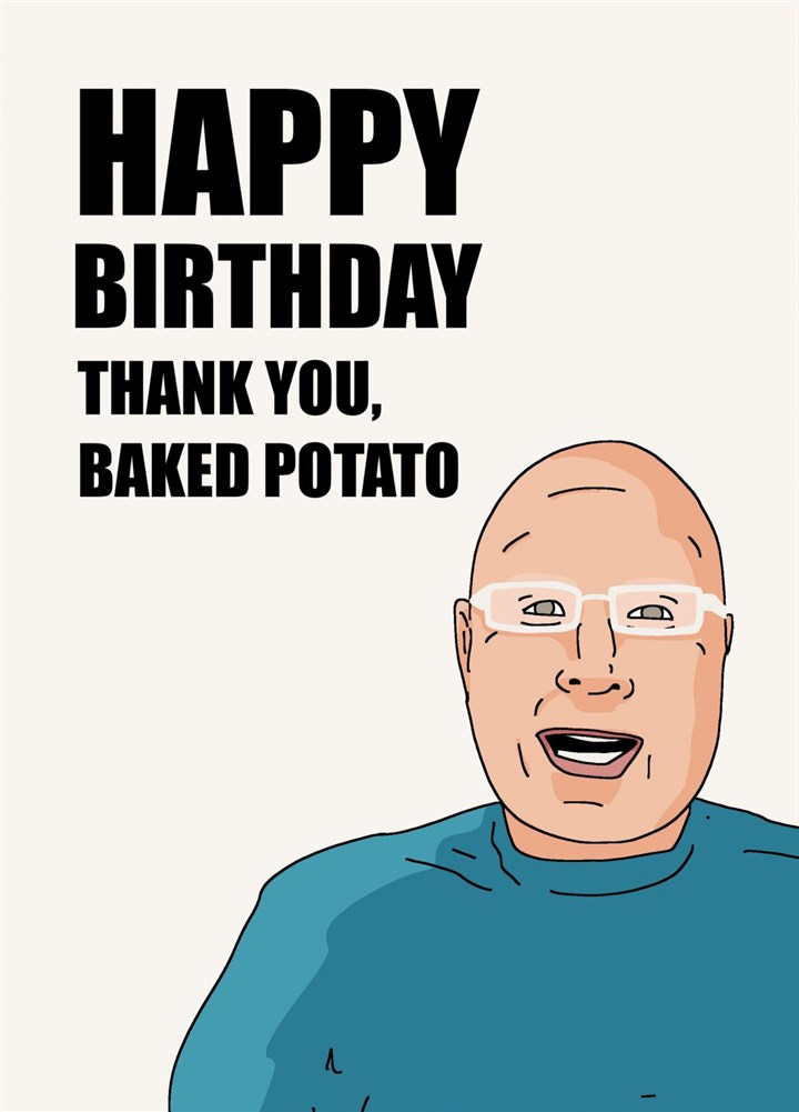 Matt Lucas Thank You Baked Potato Card