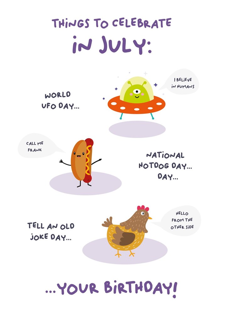 Things To Celebrate In July Card