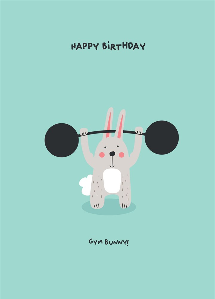 Happy Birthday Gym Bunny Card