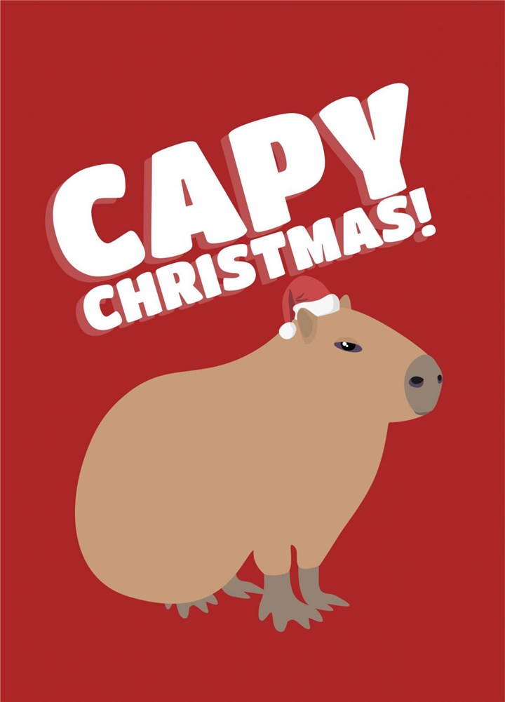 Capy Christmas Capybara Fan Funny Pun Card