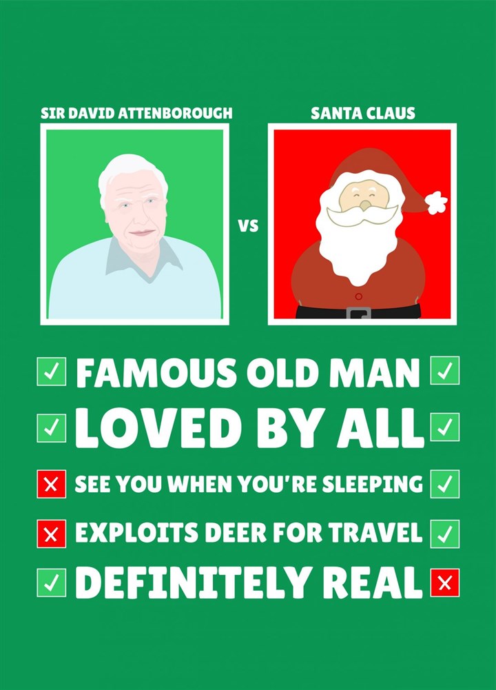 David Attenborough VS Santa Claus Funny Card