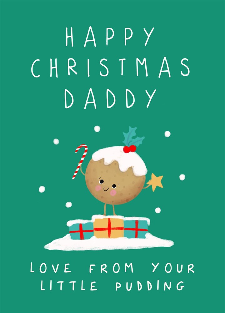 Cute Little Pudding For Daddy Christmas Card