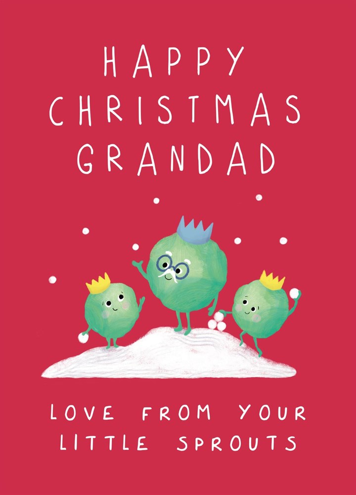 Cute Little Sprouts Christmas Card For Grandad