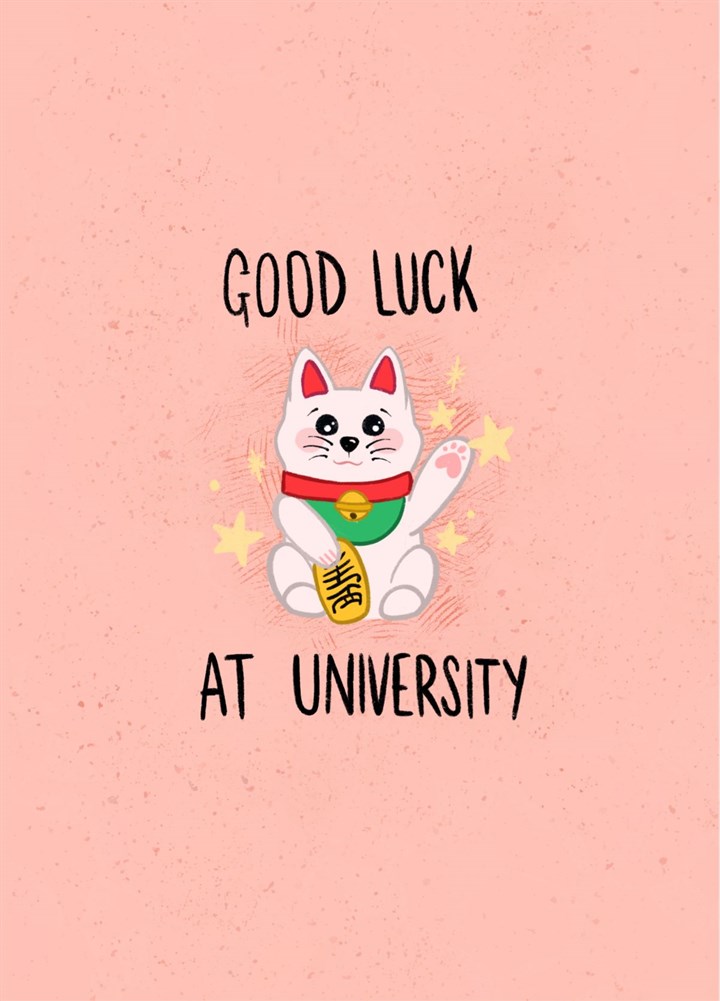 Good Luck At University - Lucky Cat Card