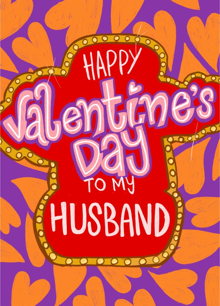Happy Valentine's To My Husband - Groovy Hearts Card