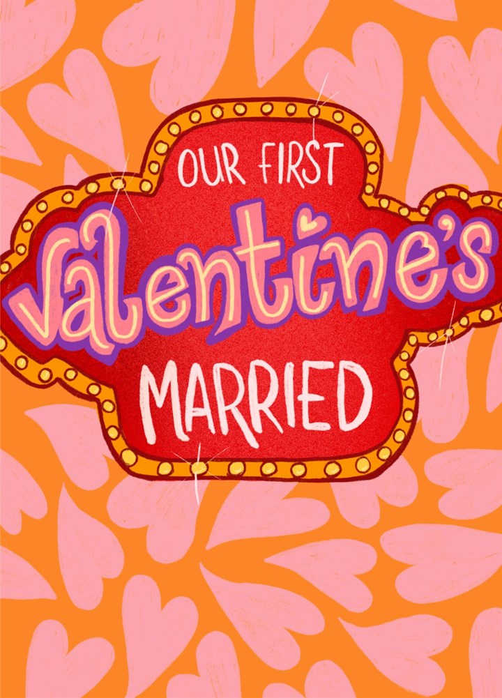 Our First Valentine's Married - Groovy Hearts Card