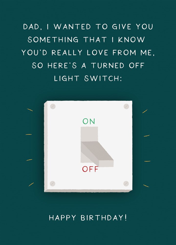 Light Switch Birthday Card For Dad