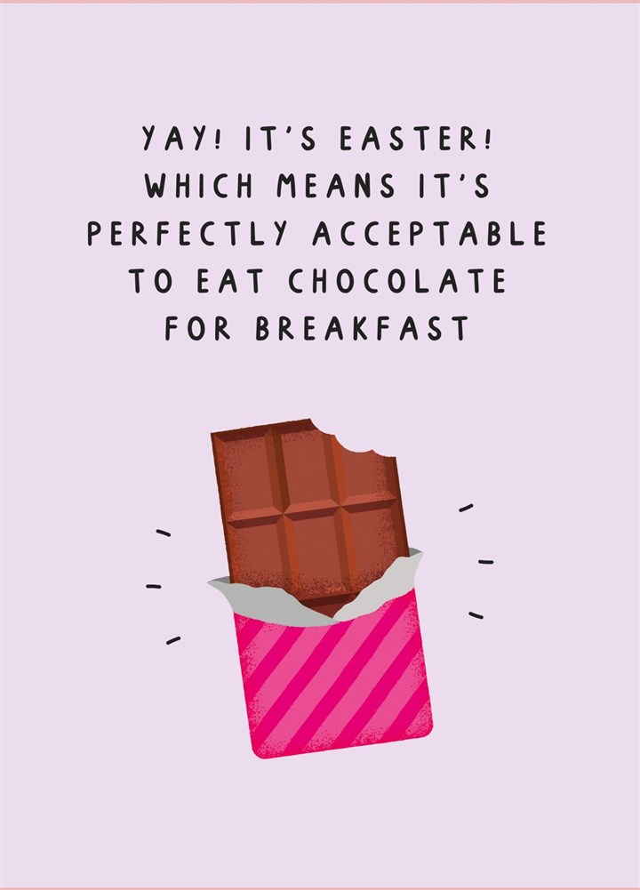 'Chocolate For Breakfast!' Cute Easter Card For Her