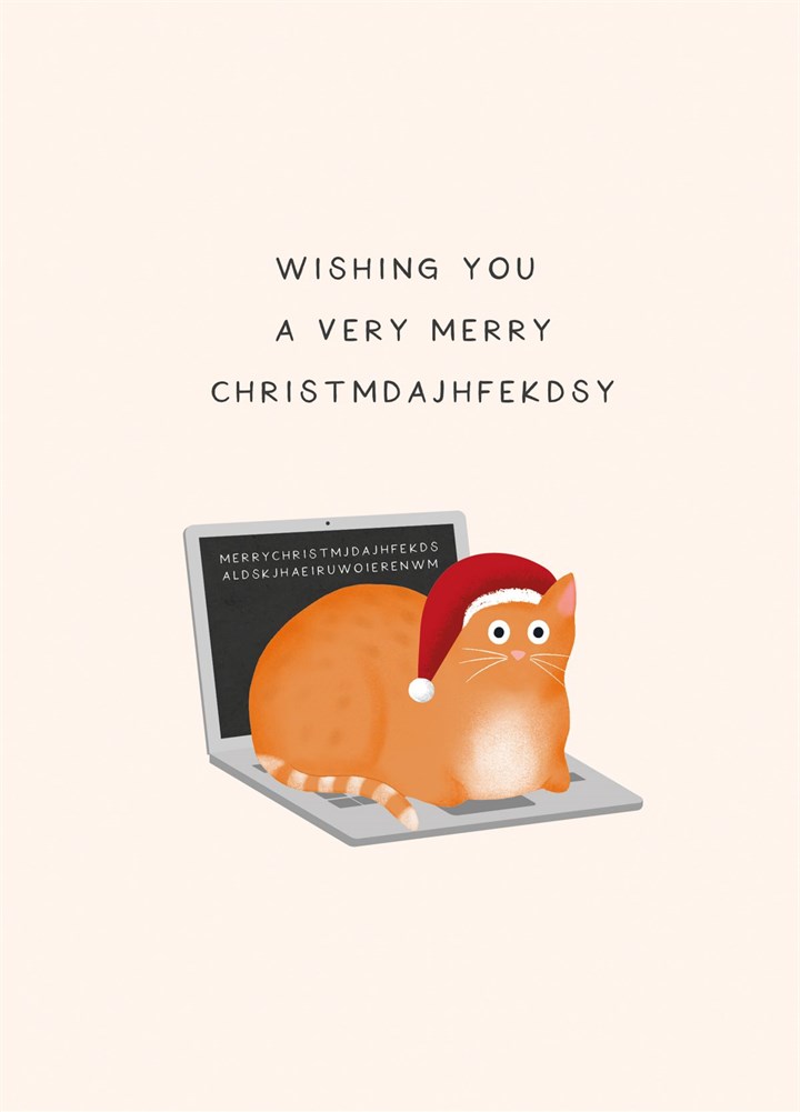 Funny Christmas Card - Cat On Laptop