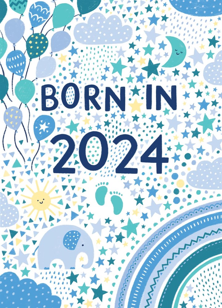 Cute New Baby Boy Card - Born In 2024
