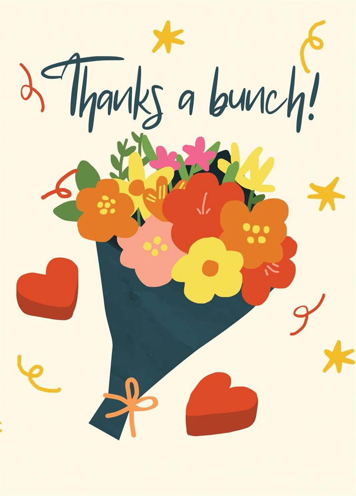 Cute, Floral, Bouquet Thank You Card: Thanks A Bunch!
