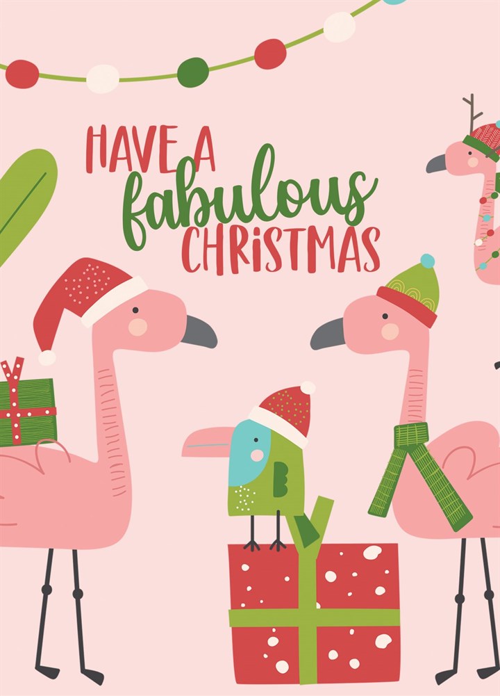 Fabulous Christmas Flamingos Card