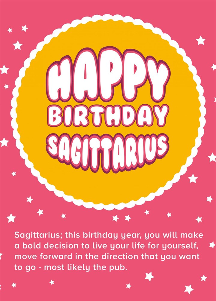 Happy Birthday Sagittarius, Let's Go To The Pub Card