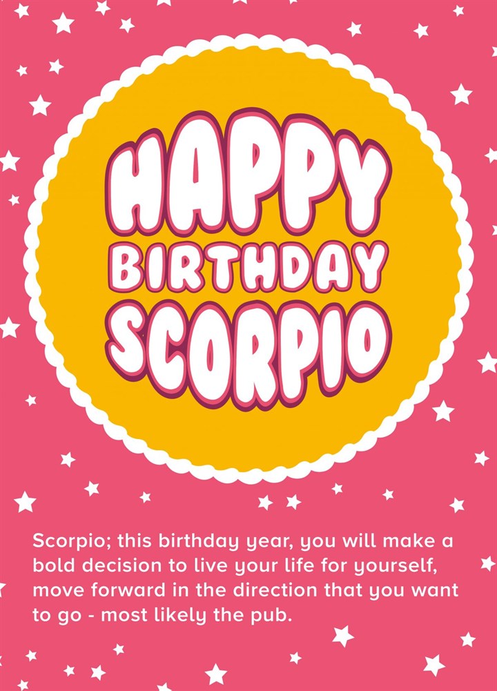 Happy Birthday Scorpio, Let's Go To The Pub Card
