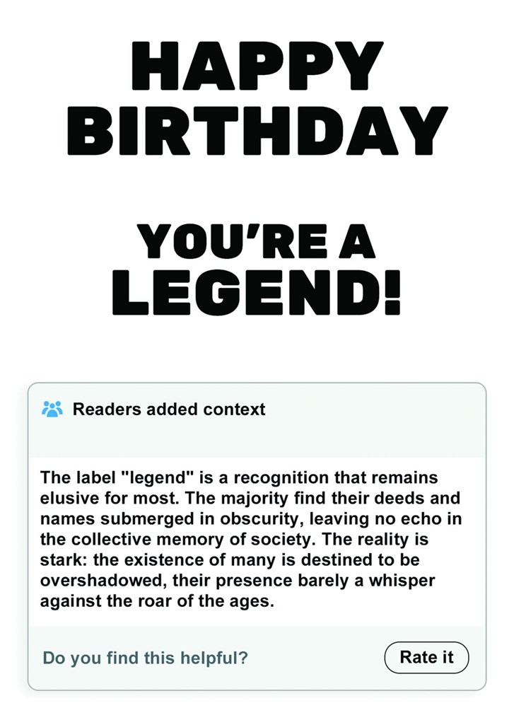 You're A Legend? Card