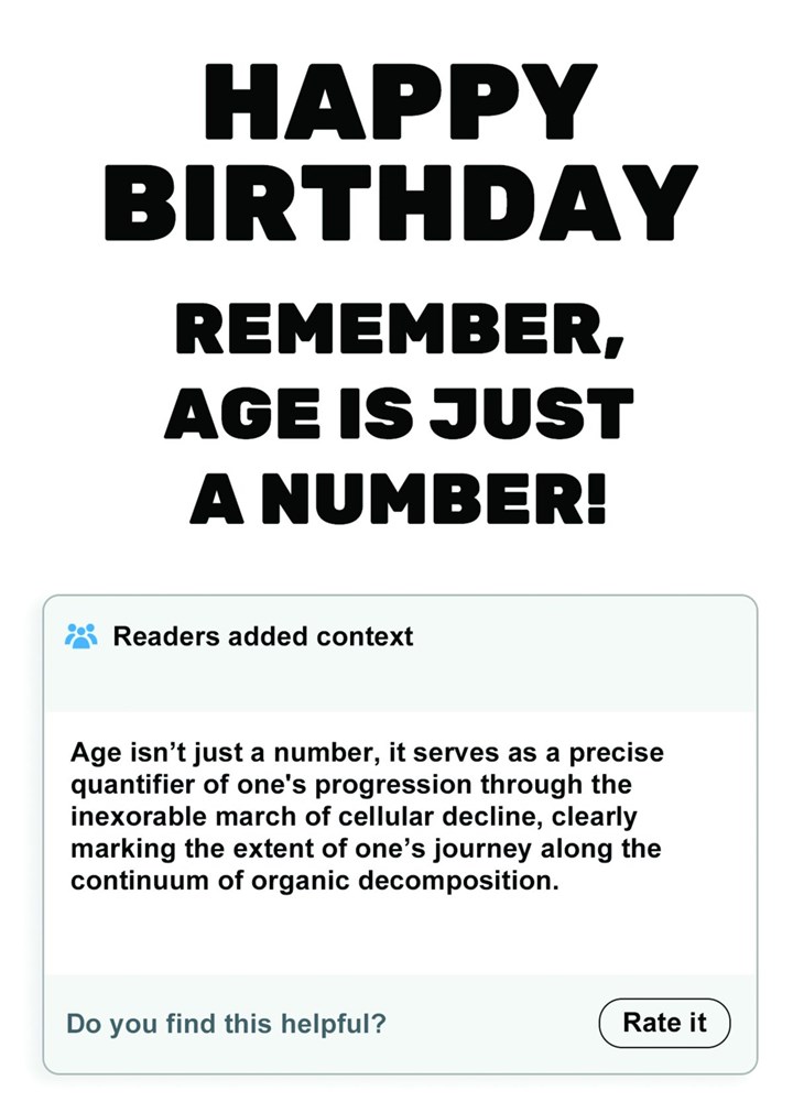 Age Is Just A Number? Card