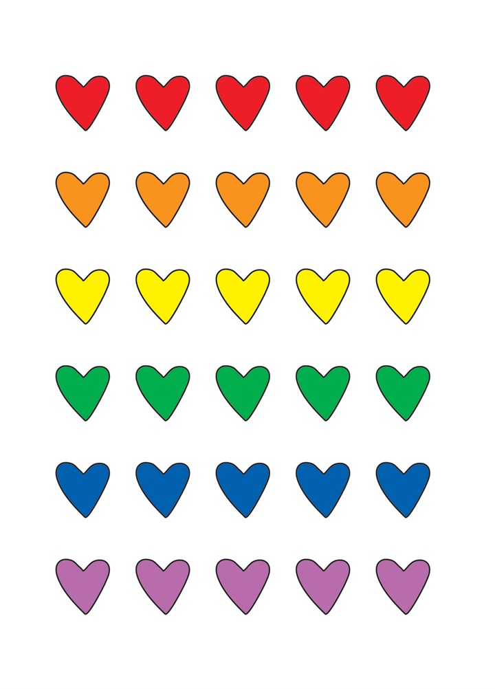 Multi Colour Hearts Card