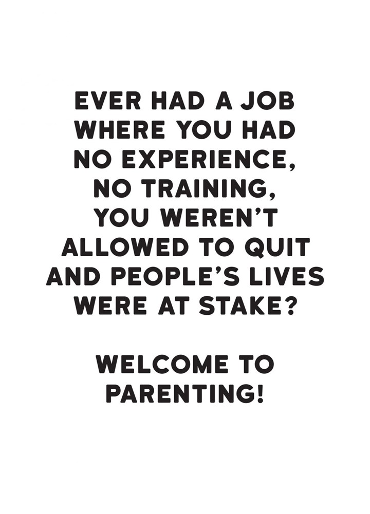 Welcome To Parenting Card