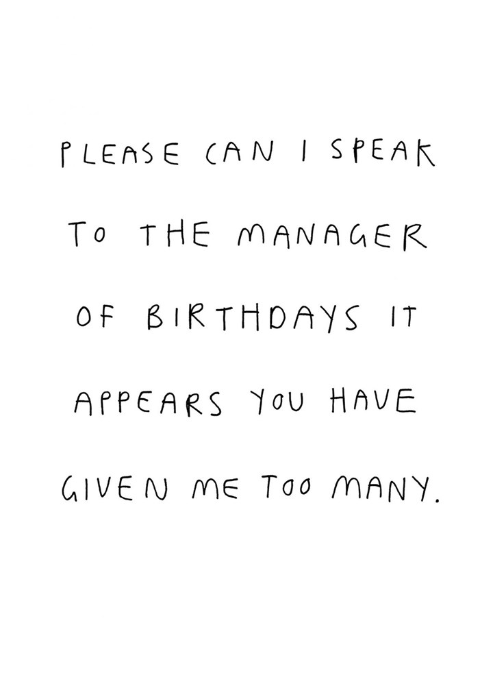 Manager Of Birthdays Card