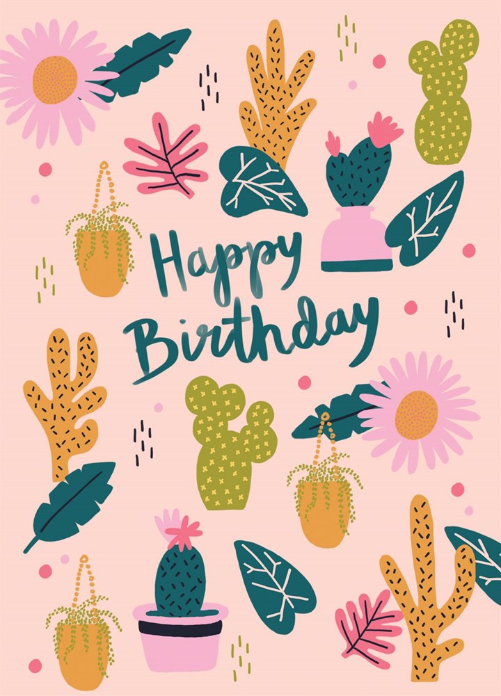 Colourful Cacti Happy Birthday Card