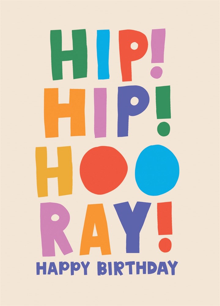 Happy Birthday, Colourful & Bold Typographic Card