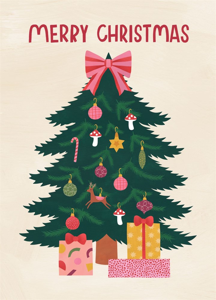 'Merry Christmas' Tree And Presents Christmas Card