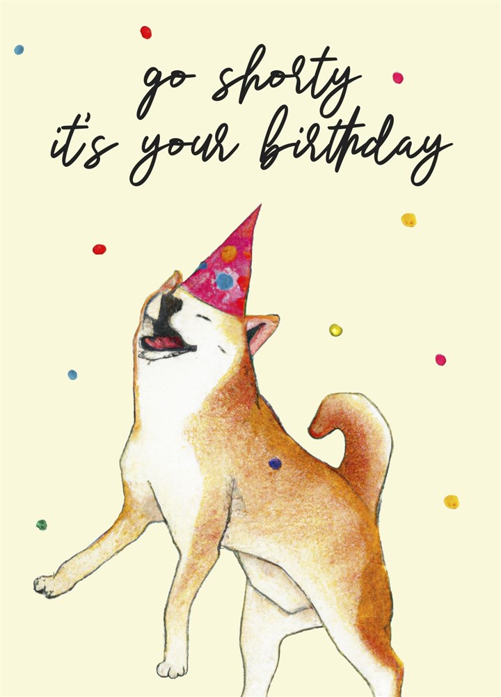 Japanese Shiba Inu Party Birthday Card