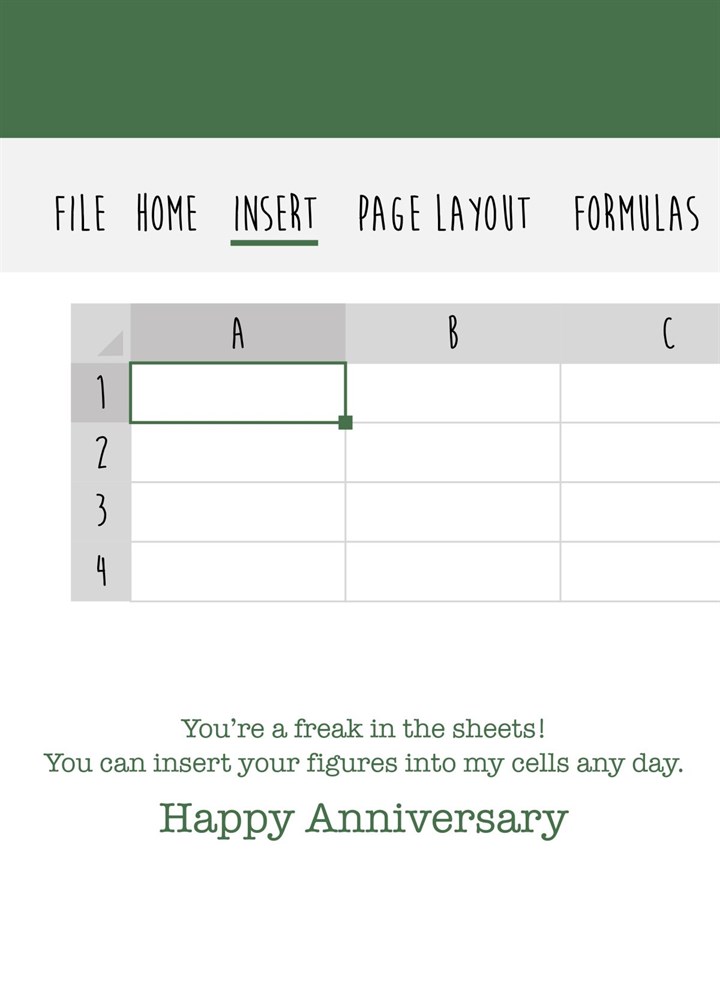 Freak In The (spread)sheets Anniversary Card