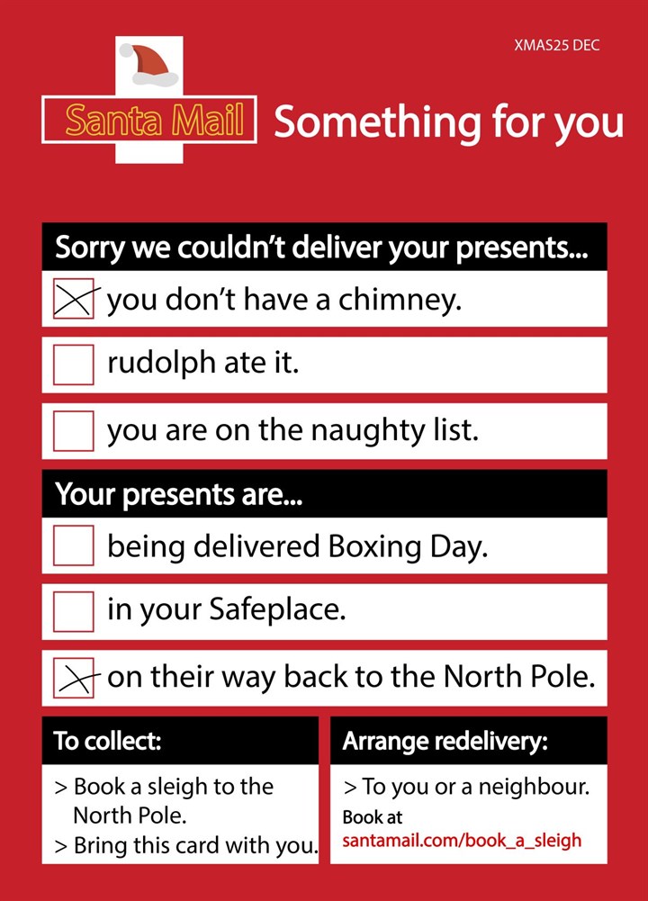 Delivery Note Missed Call Christmas Card